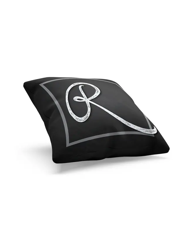 R Letter Pattern Double-Sided Printed Suede Cushion Cover - 2