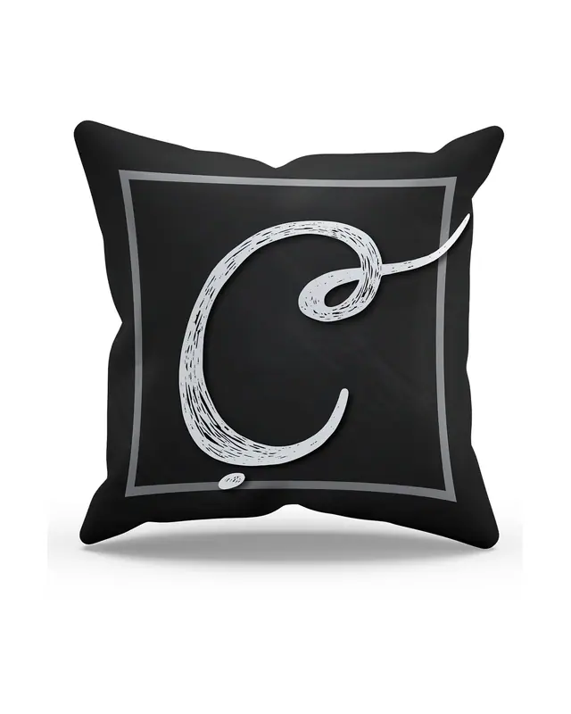 Ç Letter Pattern Double-Sided Printed Suede Cushion Cover