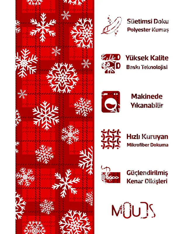 Kareli Snow Taneler Christmas Patterned Kitchen Apron, Chef Apron, Waiter Cover, Restaurant Apron - MTF-80 - 3