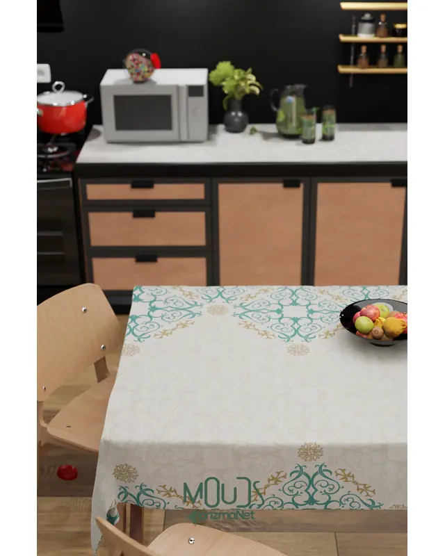Ramadan Water Mint Green Rectangular Easy-Care Suede-Feel Tablecloth - MS-246 - 5