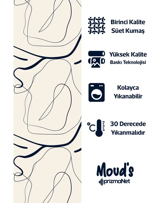 Omegu 4 Desenli Yuvarlak Süet Dertsiz Masa Örtüsü - 2