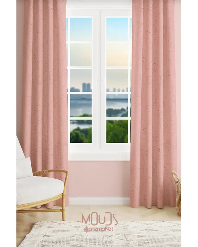 Hope Fell 4 Patterned Suede Living Room Decorative Curtain Printed Pencil Pleat - Set of 2 Panels - PRD-1057