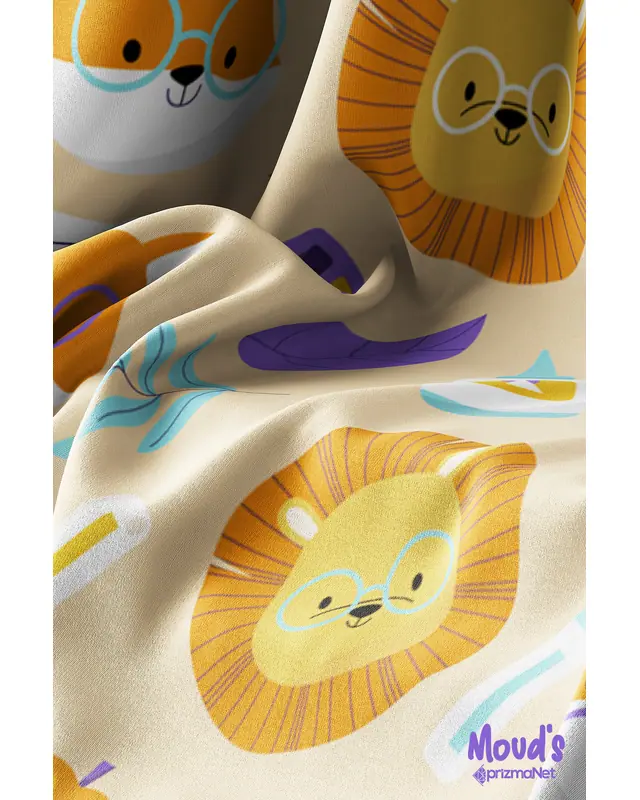 Orange Student Dog And Lion Rectangular Easy-Care Suede-Feel Tablecloth - MS-146 - 3