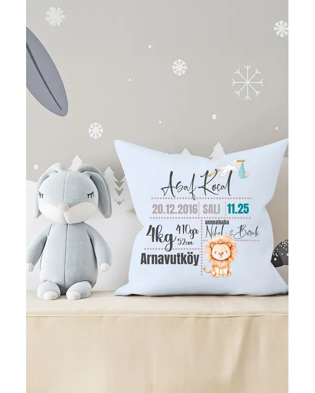Personalized Baby Birth Details Cushion, Birth Announcement Pillow Cover, Newborn Cushion Cover - 2