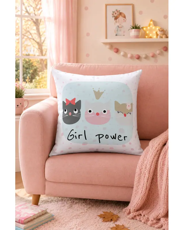 Double-Sided Printed Girl Power Pattern Set of 3 Coordinated Suede Cushion Cover - 5