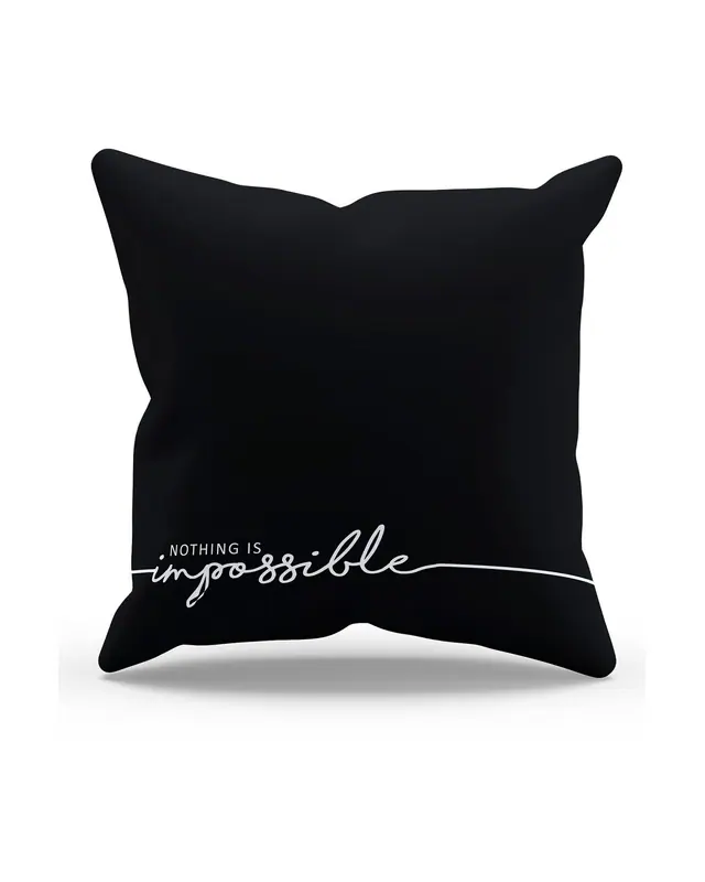 2'li Line Text Pattern Double-Sided Printed Suede Cushion Cover Set - 2