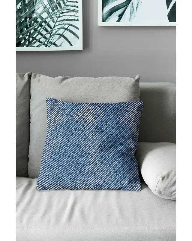 Blue Jean Kot Pattern Double-Sided Printed Suede Cushion Cover - 3
