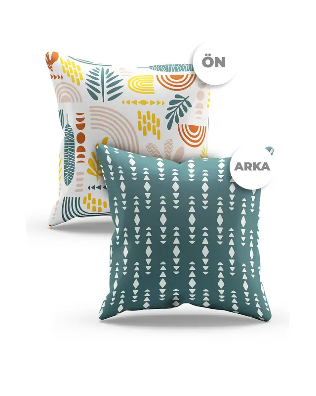 2'li Autumn Pattern Double-Sided Printed Suede Cushion Cover Set - 4