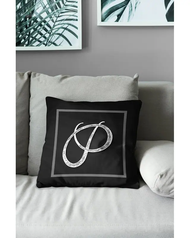 P Letter Pattern Double-Sided Printed Suede Cushion Cover - 3