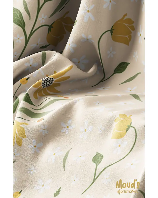 Camomile Daisy Pattern Printed Suede Table Runner - 4