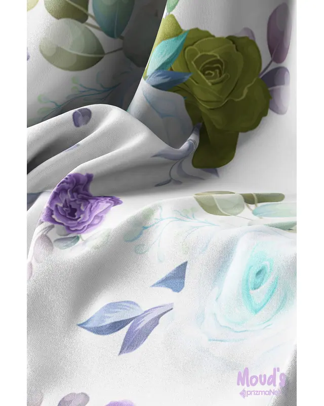 Lilac Blue Rose Rectangular Easy-Care Suede-Feel Tablecloth - MS-117 - 3