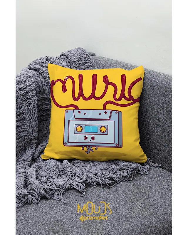 Çift Tarafı Baskılı Ree Music Desenli Tekli Kırlent Kılıfı