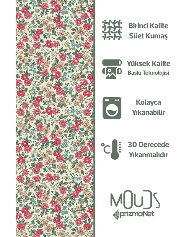 Süet Dokulu Kumaş Retro Çiçek Desenli Mutfak Önlüğü, Aşçı Önlüğü, Garson Önlüğü, Restoran Önlük - 3