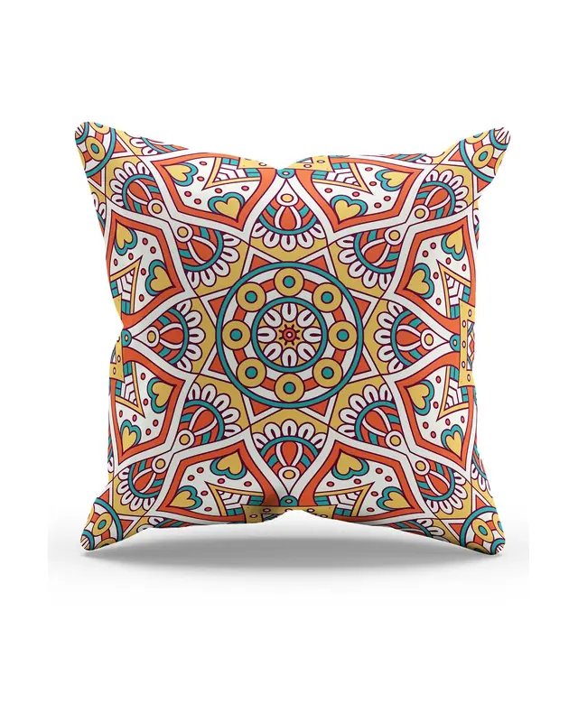 India Pattern-4 Pattern Double-Sided Printed Suede Cushion Cover