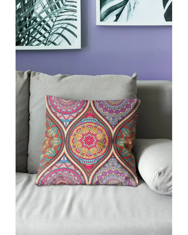 Anatolia-7 Pattern Double-Sided Printed Suede Cushion Cover - 3