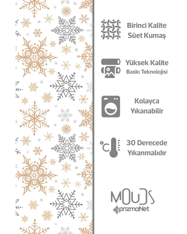 White Snowflakes Christmas Pattern Suede Table Runner - 4