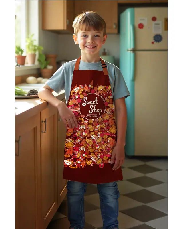 Çocuk Mutfak Önlüğü, Aktivite Önlüğü, Desenli Mutfak Önlüğü, 55 cm Boy 40 cm Genişlik Çocuk Önlüğü - 2