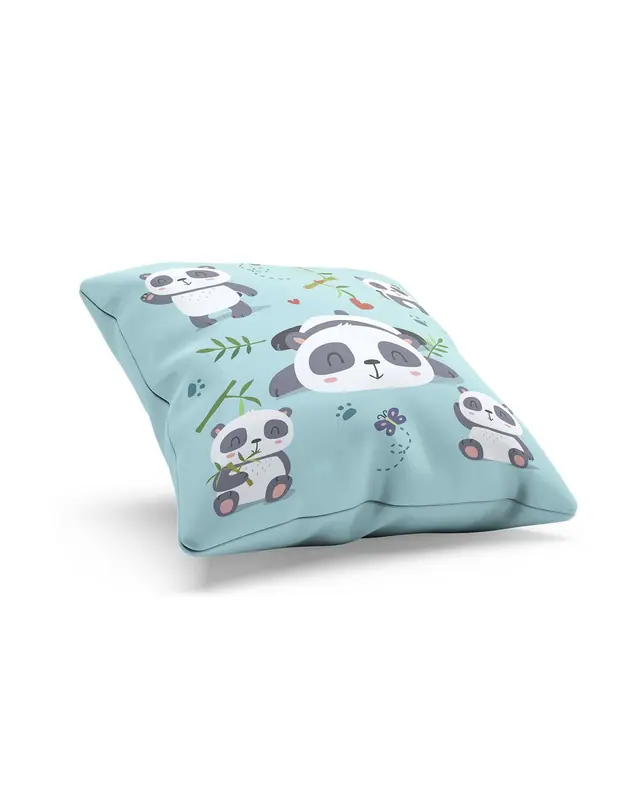 2'li Panda Pattern Double-Sided Printed Suede Cushion Cover Set - 6