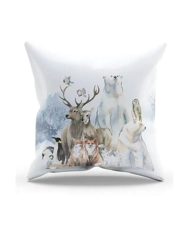 Kartpostal Pattern Double-Sided Printed Suede Cushion Cover