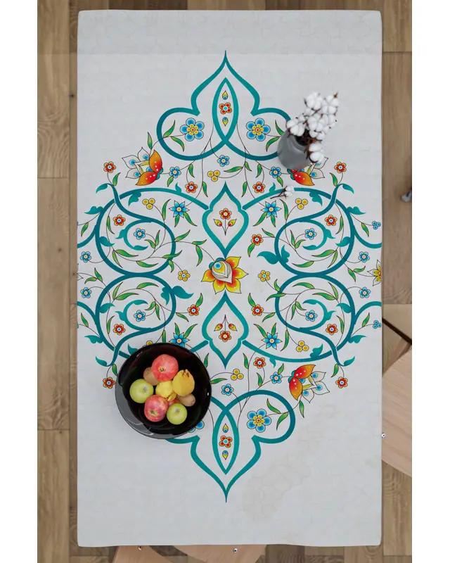 Ramadan Blessed Floral Rectangular Easy-Care Suede-Feel Tablecloth - MS-247 - 6