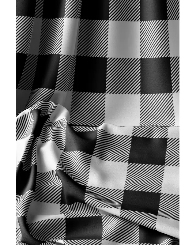 Black Gingham Round Easy-Care Suede-Feel Tablecloth - MSY-3000-SYH - 7
