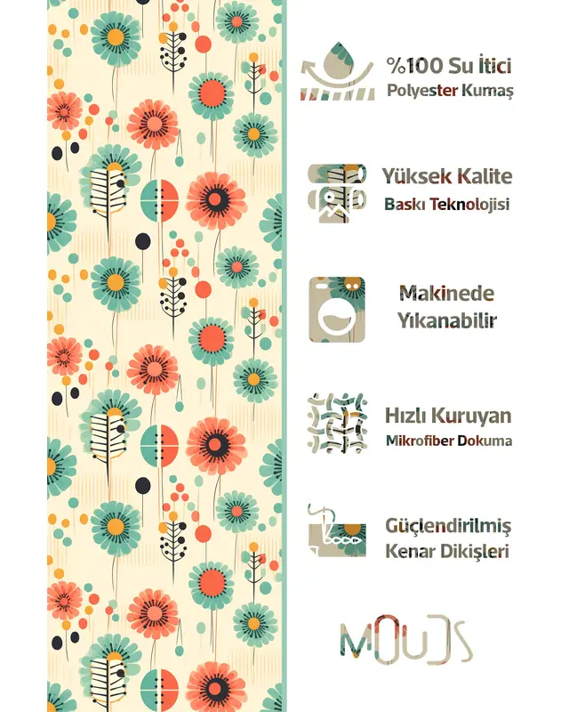Shower Curtain, Retro Spring Flower Patterned Shower Curtain, Bathtub Curtain, Rings Included 175x200cm - BP-40 - 2