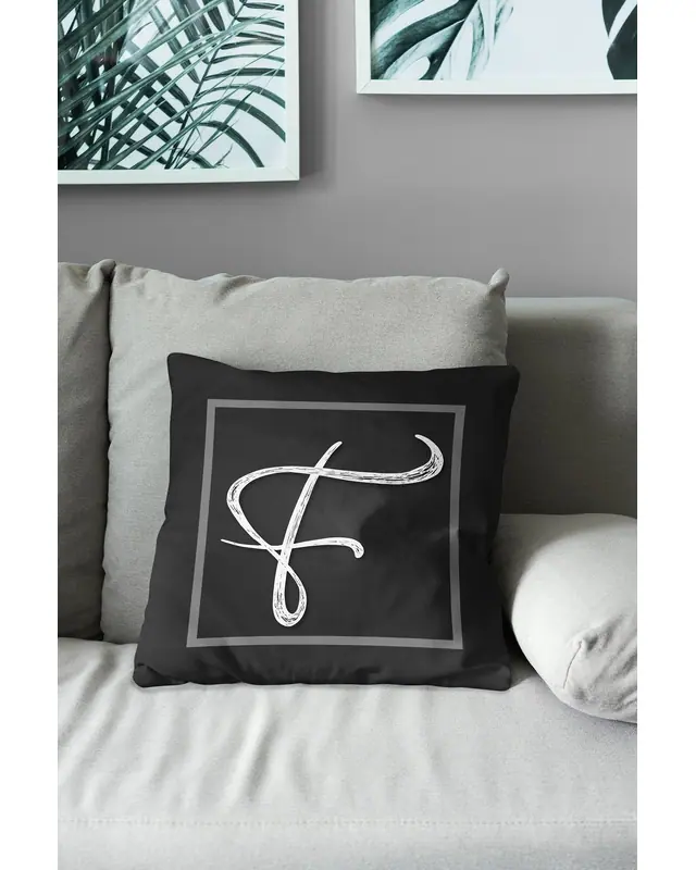 F Letter Pattern Double-Sided Printed Suede Cushion Cover - 3