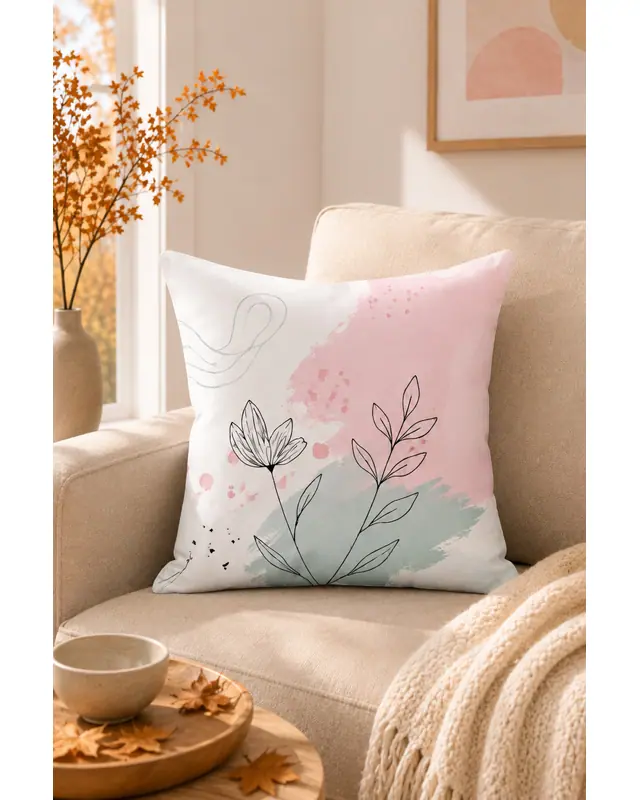 Mouds Set of 4 Be Happy Pattern Decorative Cushion Cover Set 43x43 cm - 6