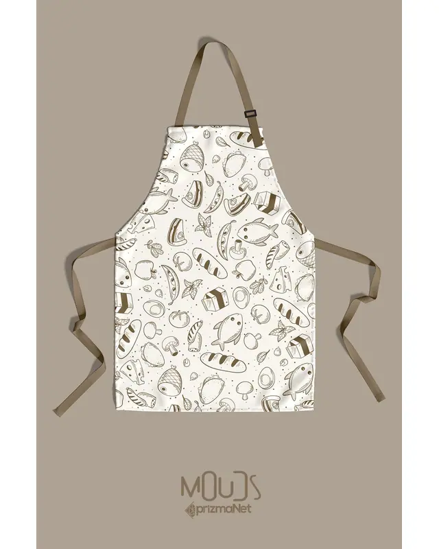 Suede Textured Fabric Genuine Line Meals Patterned Kitchen Apron, Chef Apron, Waiter Apron, Restaurant Apron - MTF-61 - 4