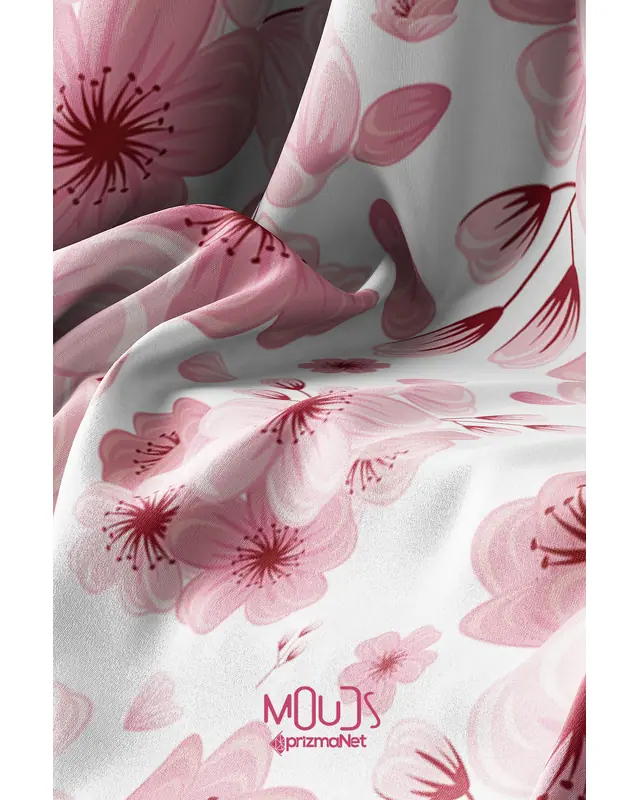 Suede Textured Fabric Pink Floral Patterned Kitchen Apron, Chef Apron, Waiter Apron, Restaurant Apron - MTF-20 - 4