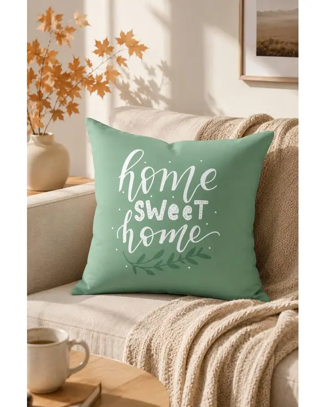 Double-Sided Printed Green Sweet Home Series Pattern Set of 4 Coordinated Suede Cushion Cover - PLG204 - 6