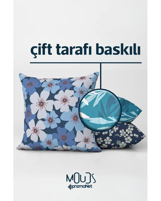 Çift Tarafı Baskılı 4'lü Beyaz Kar Taneleri Yılbaşı Desenli Kırlent Kılıfı Yeni Yıl - PL1128-4LÜ - 6
