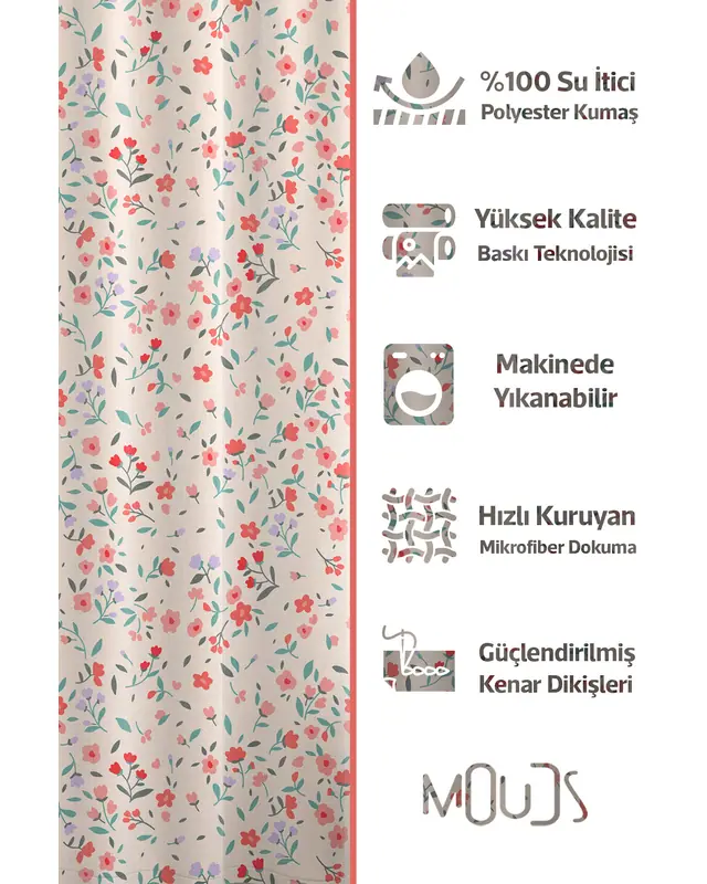 Banyo Perdesi, Leydi Desenli Duş Perdesi, Küvet Perdesi, Halka Hediyeli 175x200cm BP-62 - 2