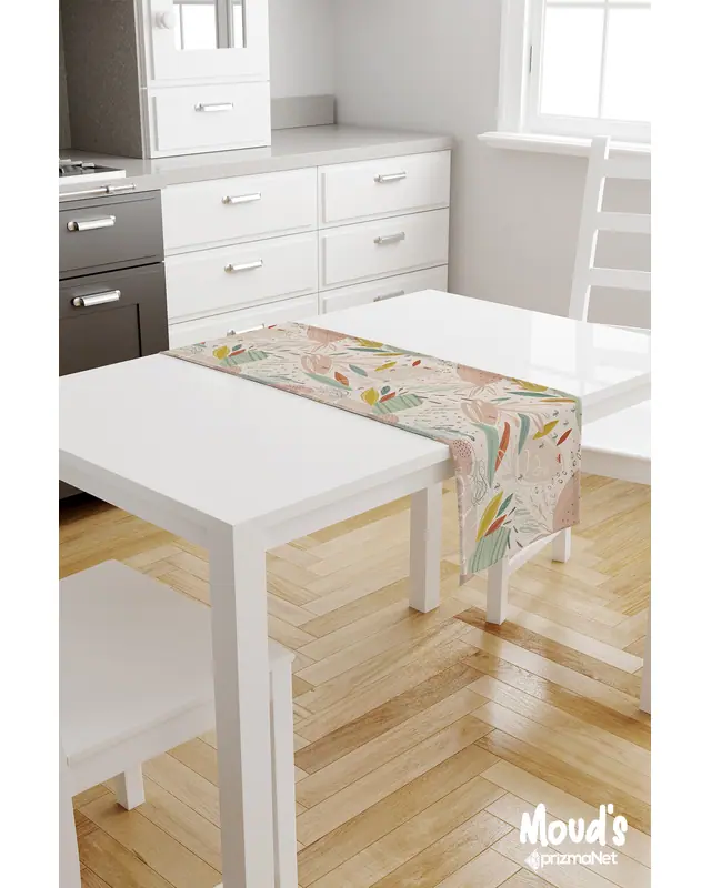 Xero Floral 2 Desenli Baskılı Süet Runner Masa Örtüsü - 2