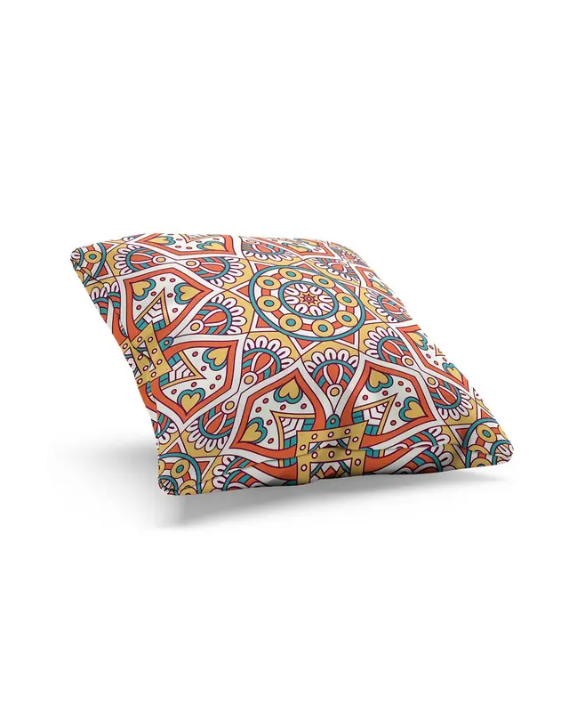 India Pattern-4 Pattern Double-Sided Printed Suede Cushion Cover - 2