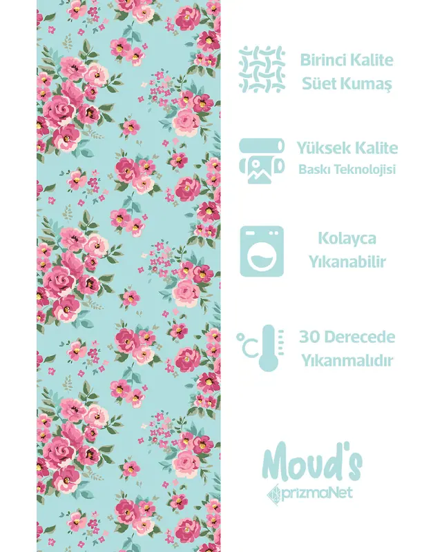 Madame Spring Desenli Yuvarlak Süet Dertsiz Masa Örtüsü - 2