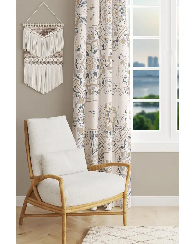 Anatolia 4 Patterned Suede Living Room Decorative Curtain Printed Pencil Pleat - Single Panel - PRD-1012-TK