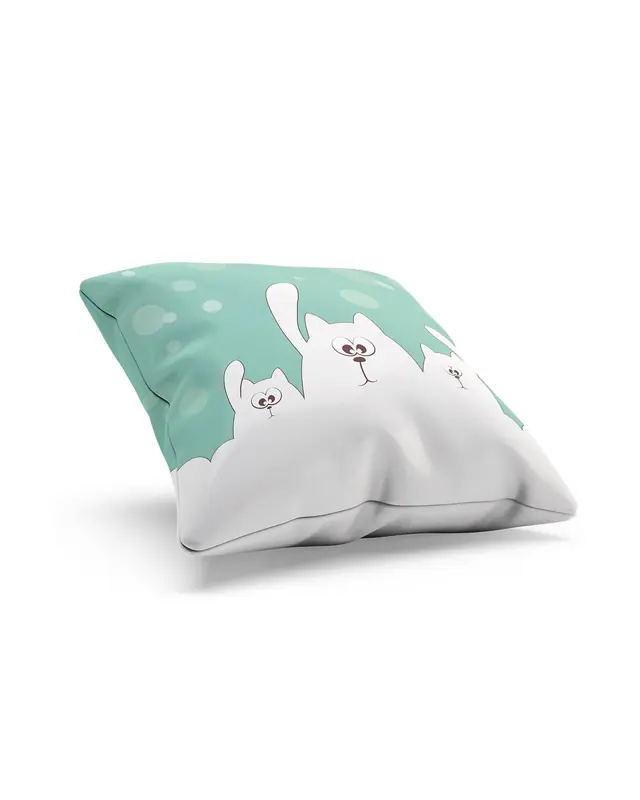 Cats Gang Pattern Double-Sided Printed Suede Cushion Cover - 2