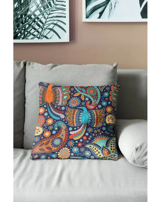 Anka Pattern Double-Sided Printed Suede Cushion Cover - 3