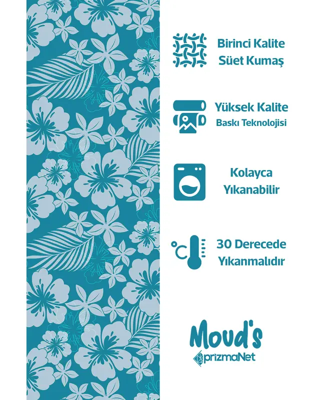 Nowon 4 Desenli Baskılı Süet Runner Masa Örtüsü - 3