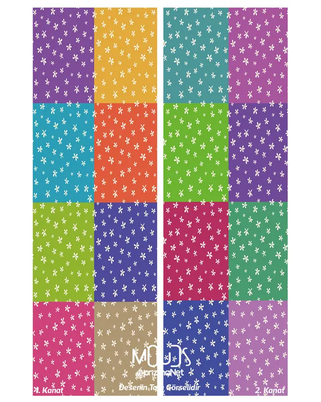 Shreed Floral Patterned Suede Living Room Decorative Curtain Printed Pencil Pleat - Set of 2 Panels - PRD-1005 - 2