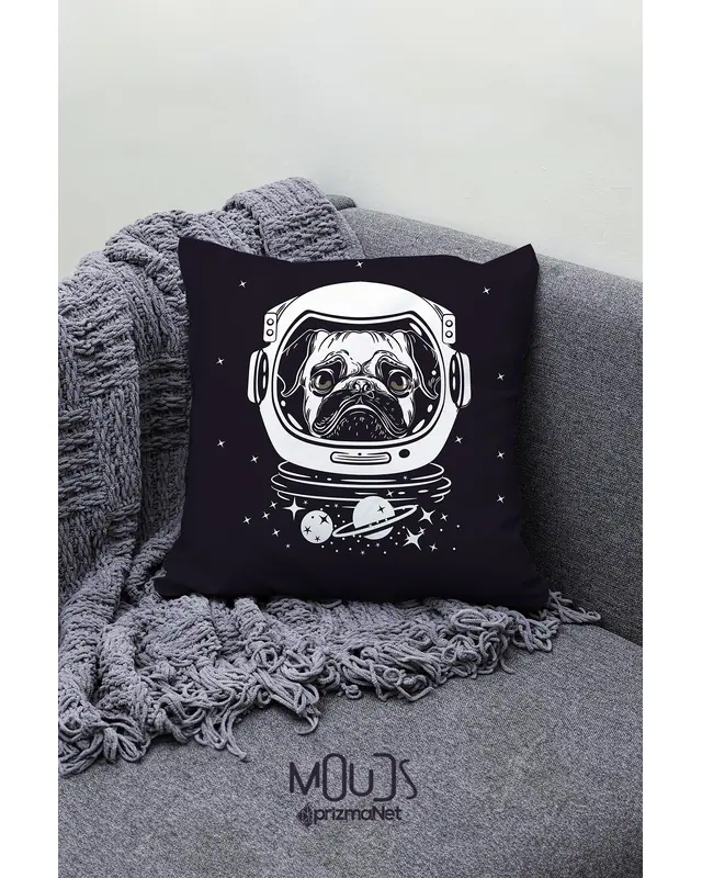 Pug Life Pattern Double-Sided Printed Single Cushion Cover - 2