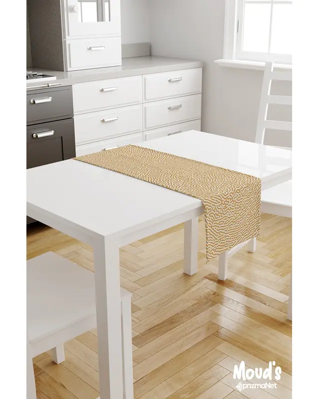 Yellow Alley Pattern Printed Suede Table Runner - 2