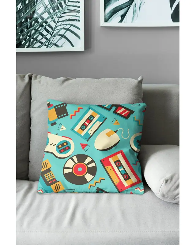 90's-2 Pattern Double-Sided Printed Suede Cushion Cover - 3