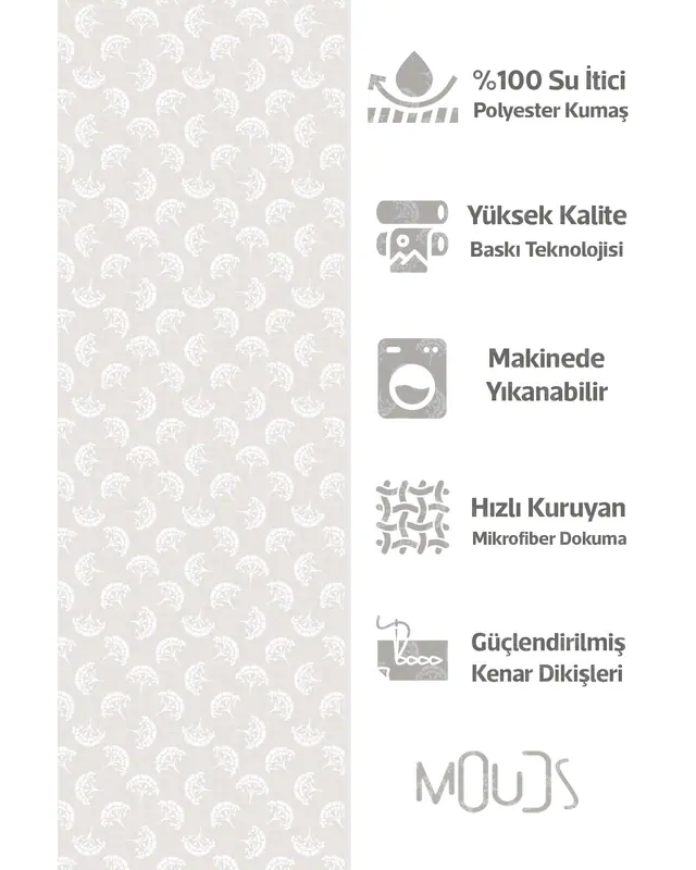 Shower Curtain, White Hair Patterned Shower Curtain, Bathtub Curtain, Rings Included 175x200cm - BP-21 - 2