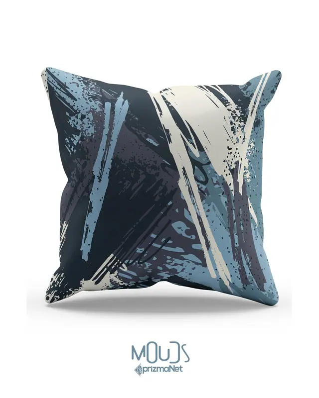 Blue Brush Pattern Double-Sided Printed Single Cushion Cover - 2