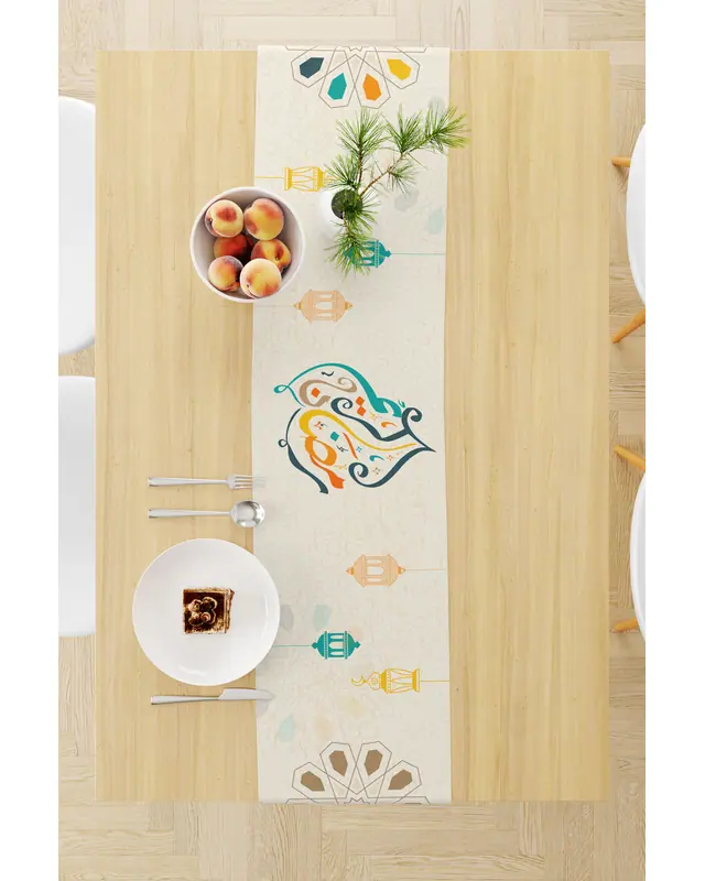 Ramadan Pattern 40X140 Table Runner, Easy-Care Suede Textured Runner, Stain-Resistant Runner - 3