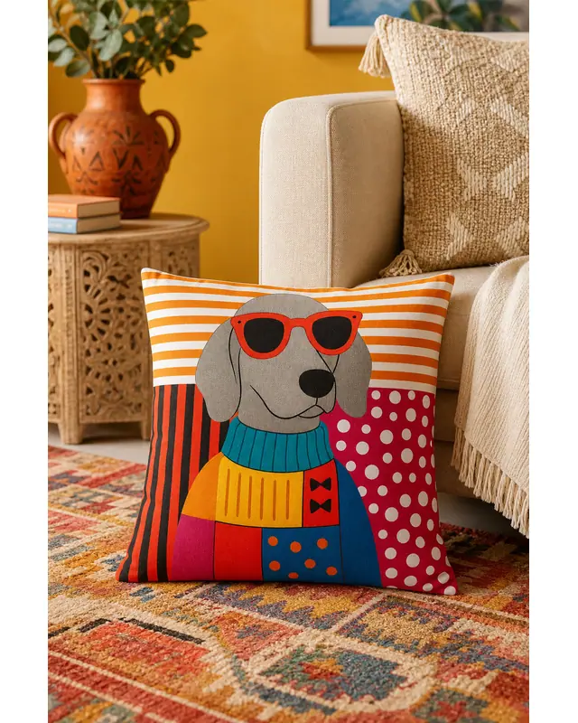 Set of 4 Colourful Modern Decorative Cushion Cover Set | Digitally Printed Soft Textured Sofa Pillow Cover 43x43 cm - 2