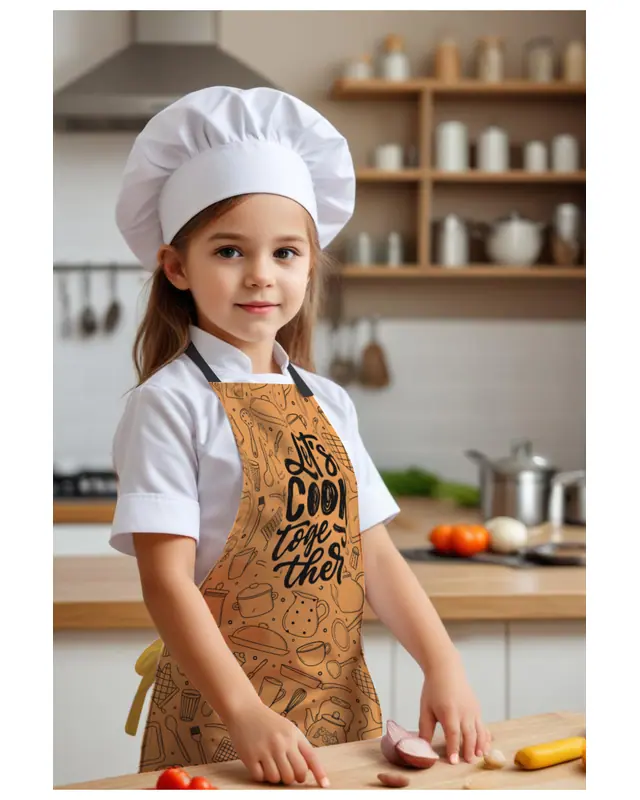 Çocuk Mutfak Önlüğü, Aktivite Önlüğü, Desenli Mutfak Önlüğü, 55 cm Boy 40 cm Genişlik Çocuk Önlüğü