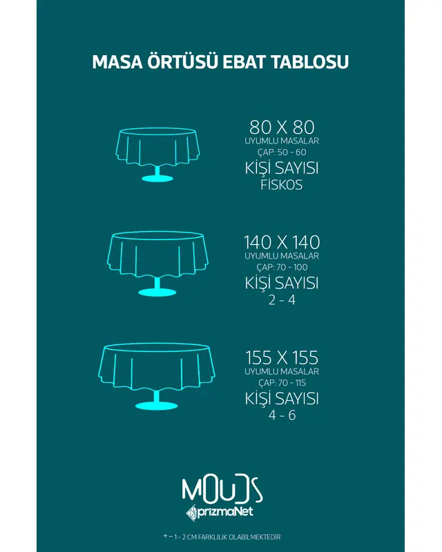 Beyaz Süsleme İslamik Desenli Süet Kumaş Dertsiz Yuvarlak Masa Örtüsü - 4